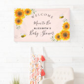 Baby shower zonnebloemen meisje roze moeder tegen  spandoek (Insitu)