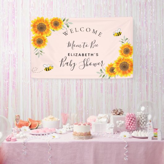 Baby shower zonnebloemen meisje roze moeder tegen  spandoek (Feest)