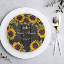 Baby shower zonnebloemen rustieke schuur hout
