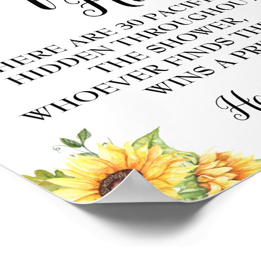 Baby shower zonnebloemen voor Pacifier-jachtjacht Poster (Hoek)