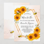 Baby shower zonnebloemen witte rozengoud kaart (Voorkant / Achterkant)