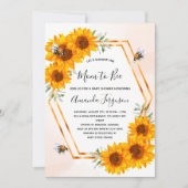 Baby shower zonnebloemen witte rozengoud kaart (Voorkant)