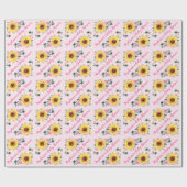 Baby shower Zonnebloemroze rozen Gepersonaliseerde Cadeaupapier (Vlak)