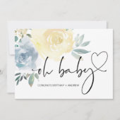 Baby shower Zwangerschap Gefeliciteerd Blue Floral Kaart (Voorkant)