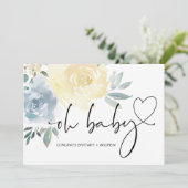 Baby shower Zwangerschap Gefeliciteerd Blue Floral Kaart (Staand voorkant)