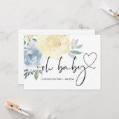 Baby shower Zwangerschap Gefeliciteerd Blue Floral Kaart (Voorkant / Achterkant in situ)