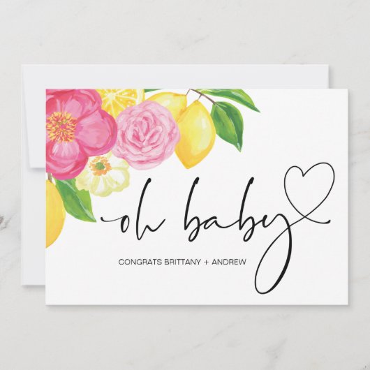 Baby shower Zwangerschap Gefeliciteerd Pink Floral Kaart (Voorkant)