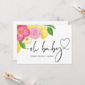 Baby shower Zwangerschap Gefeliciteerd Pink Floral Kaart (Voorkant / Achterkant in situ)