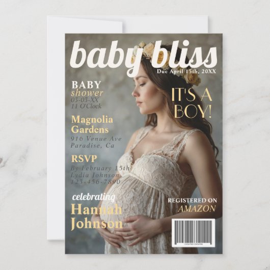 Baby shower Zwangerschapstijdschrift Hoesje Uitnod Kaart (Voorkant)