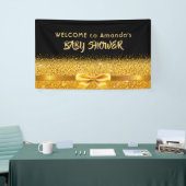 Baby shower zwart goudmonogram welkom spandoek (Beurs)
