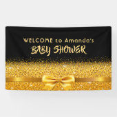 Baby shower zwart goudmonogram welkom spandoek (Horizontaal)