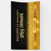 Baby shower zwart goudmonogram welkom spandoek (Verticaal)