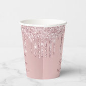 Baby shower zwart roze glitter monogram papieren bekers (Rechts)