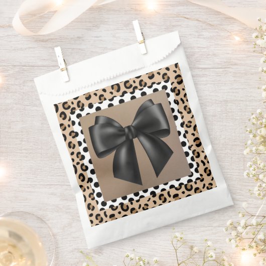 Baby shower Zwart Wit Bruin- Dierenprint- Bow Bedankzakje (Geknipt)