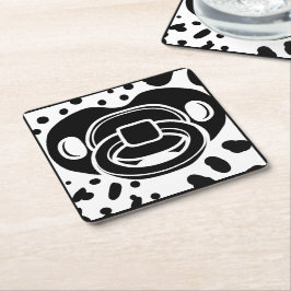 Baby shower - Zwart-wit- Fopspeen Kartonnen Onderzetters