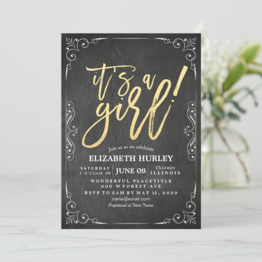 Baby shower zwart-wit karton Lijst Kaart (Staand voorkant)