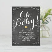 Baby shower zwart-wit karton Lijst Kaart (Staand voorkant)