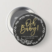 Baby shower zwart-wit karton Lijst Ronde Button 7,6 Cm (Voorkant /achterkant)