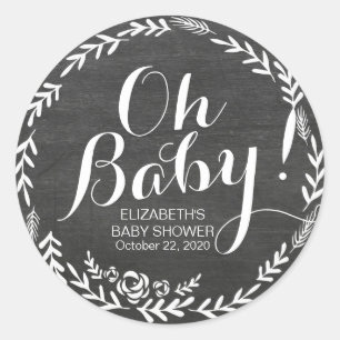 Baby shower zwart-wit karton Lijst Ronde Sticker