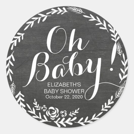 Baby shower zwart-wit karton Lijst Ronde Sticker (Voorkant)
