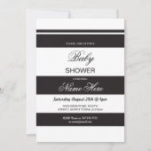 Baby shower Zwart & Wit Party Stripe Chic Uitnodig Kaart (Voorkant)
