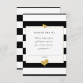 Baby shower Zwart Wit Stripe Luier Raffle Informatiekaartje (Voorkant / Achterkant)