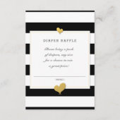 Baby shower Zwart Wit Stripe Luier Raffle Informatiekaartje (Voorkant)