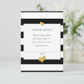 Baby shower Zwart Wit Stripe Luier Raffle Informatiekaartje (Staand voorkant)