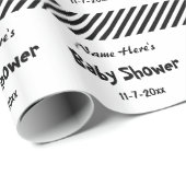 baby shower, zwarte en witte strepen. cadeaupapier (Rol Hoek)