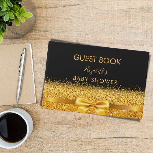 Baby shower zwarte goudboegelegant gastenboek