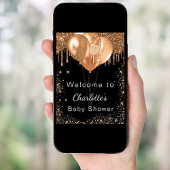 Baby shower zwarte gouden glitter welkom poster