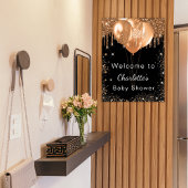 Baby shower zwarte gouden glitter welkom poster