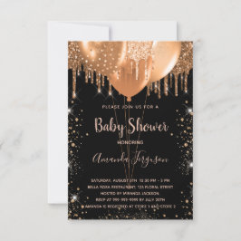 Baby shower zwarte goudstof kaart