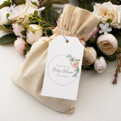 Baby shower zwarte roze floralen dank u cadeaulabel