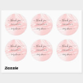 Baby shower zwarte roze zijde satin naam bedankt ronde sticker (Vel)