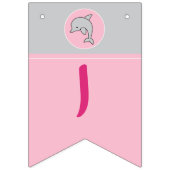 Baby shower Zwassstaartschroze/grijze dolfijn Vlaggetjes (Eerste vlag)