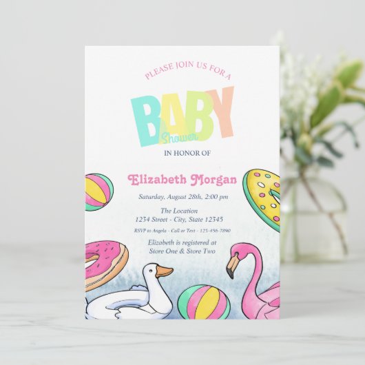 Baby shower zwembad kaart (Staand voorkant)
