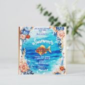 baby shower zwemmer bluewater spatten uitnodiging (Staand voorkant)