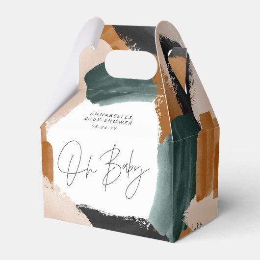 Baby showerOh baby terracotta abstract geschilderd Bedankdoosjes (Achterkant)
