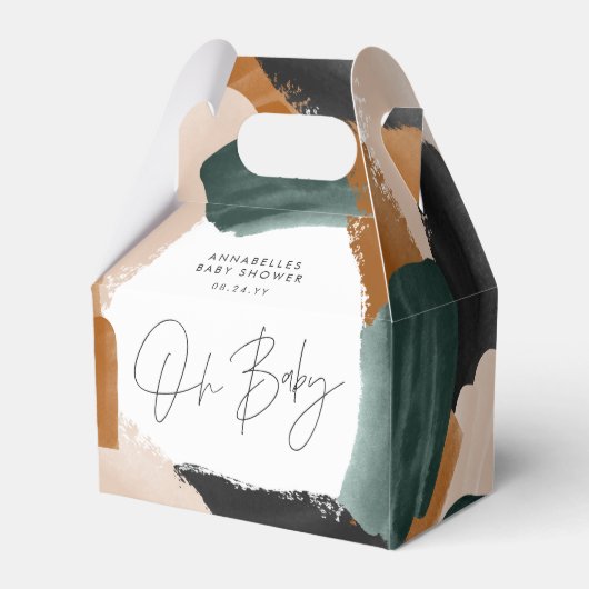 Baby showerOh baby terracotta abstract geschilderd Bedankdoosjes (Voorkant Zijde)
