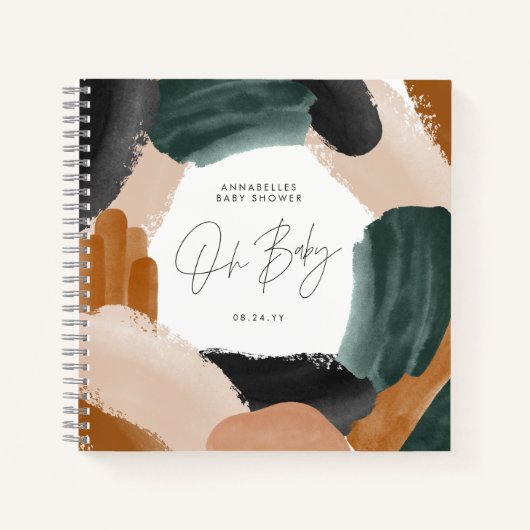 Baby showerOh baby terracotta abstract geschilderd Notitieboek (Voorkant)