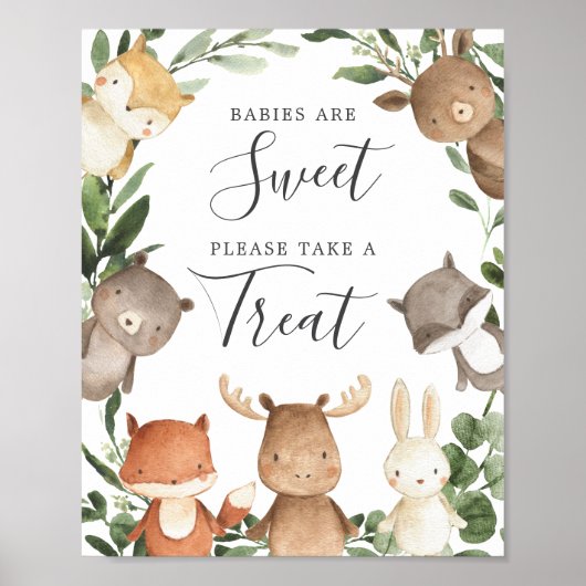 Baby showers baby's van houtvrienden zijn zoete ge poster (Voorkant)