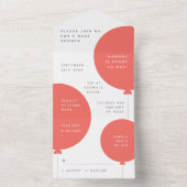 Baby showers ballon | Coral Pink Minimalist RSVP All In One Uitnodiging (Binnen)