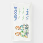 Baby showers banner voor Twin Boys blauw en groen (Verticaal)