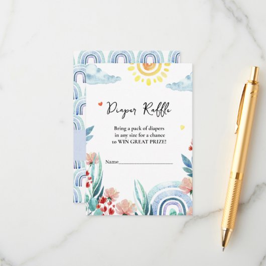 Baby showers behuizing Kaart Luier Raffle (Voorkant / Achterkant in situ)