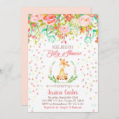 Baby showers bloemen en giraf kaart (Voorkant / Achterkant)
