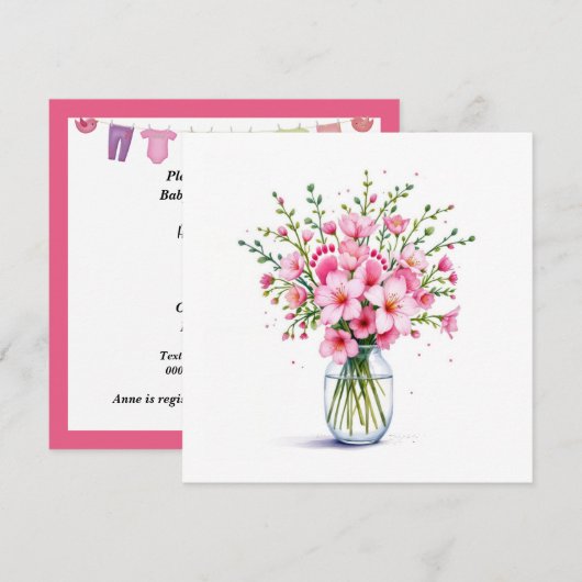 Baby showers bloemenboeket met Baby poten Kaart (Voorkant / Achterkant)