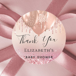 Baby showers blush roze rose gouden ballonnen ronde sticker