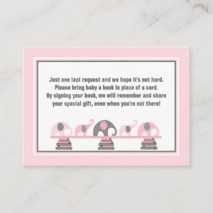 Baby showers boek Invoegen Roze Grijze Olifanten Informatiekaartje
