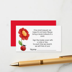 Baby showers boeken voor baby ladybug-invoegkaart informatiekaartje